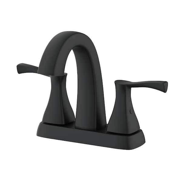 Glacier Bay Calandine 4 in. Centerset 2-Handle Bathroom Faucet with Drain Kit Included in Matte Black