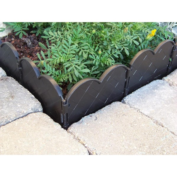 .375 x 5.75 in. x 6.5 in. Black Interlocking Plastic Landscape Edging (20 pcs per box)