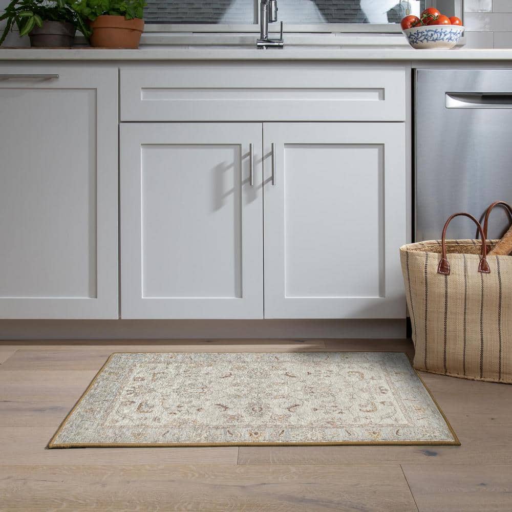 Gel Pro Beige Geometric Polyester 2' x 3' Accent Rug