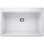 Drop-in/Undermount Granite Composite 33 in. Single Bowl Kitchen Sink in White
