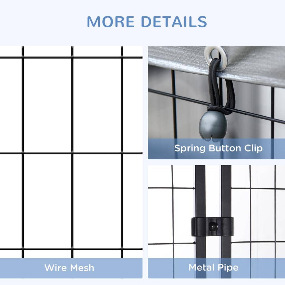 Black Galvanized Metal Outdoor Covered Dog Kennel