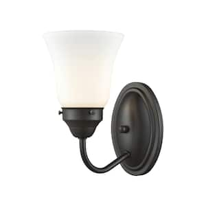 Califon 1-Light Oil Rubbed Bronze With White Glass Bath Light