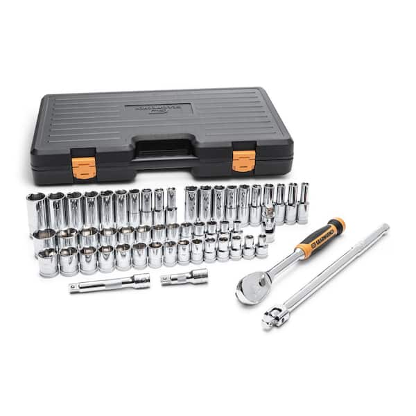 GEARWRENCH 1/2 in. Drive 90-Tooth 6-Point Standard and Deep SAE/Metric Mechanics Tool Set (53-Piece)
