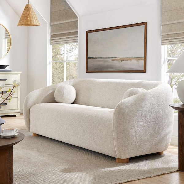 Holland 85 in. Slope Arm Style Chenille Minimalist Curved Back Sofa in Dove Gray