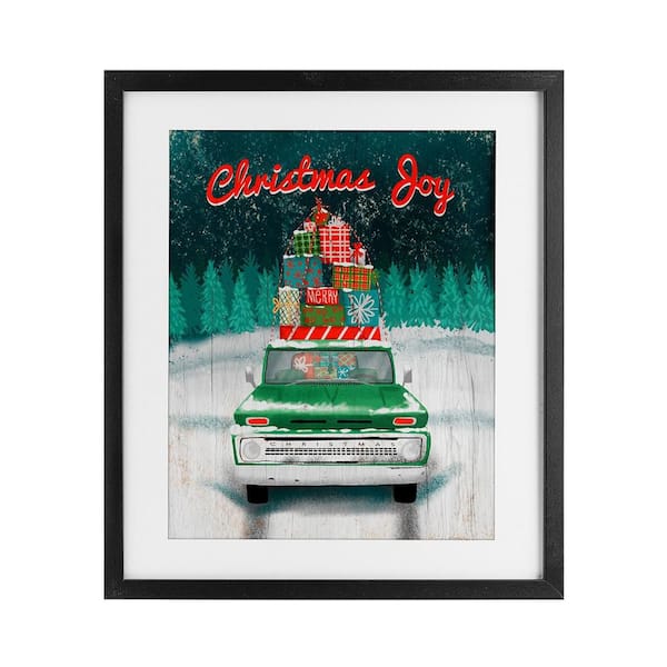 Christmas Joy Rustic Truck by Jilly Jack Designs Framed Graphic Art Print Typography 16 in. x 13 in.
