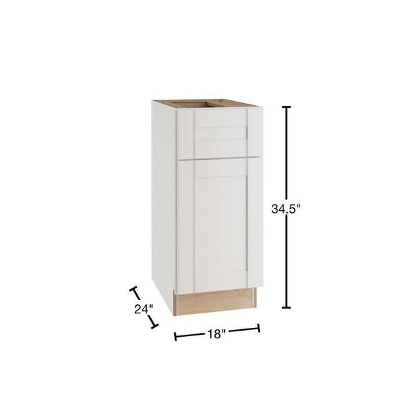 Contractor Express Cabinets Arlington Vesper White Plywood Shaker Stock Assembled Base Kitchen Cabinet Soft Close 18 in W x 24 in D x 34.5 in H