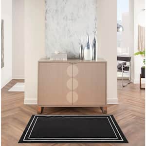 Essentials Black Ivory 3 ft. x 5 ft. Solid Contemporary Indoor/Outdoor Kitchen Area Rug