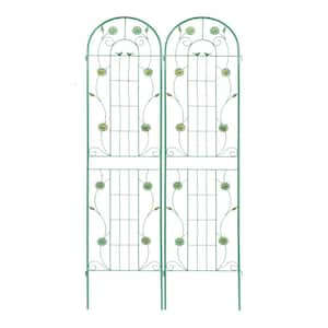 2- Pack 86 .7 in. x 19.7 in. Metal Garden Trellis Rustproof Trellis for Climbing Plants Outdoor Flower Support Green