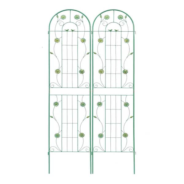 2- Pack 86 .7 in. x 19.7 in. Metal Garden Trellis Rustproof Trellis for Climbing Plants Outdoor Flower Support Green
