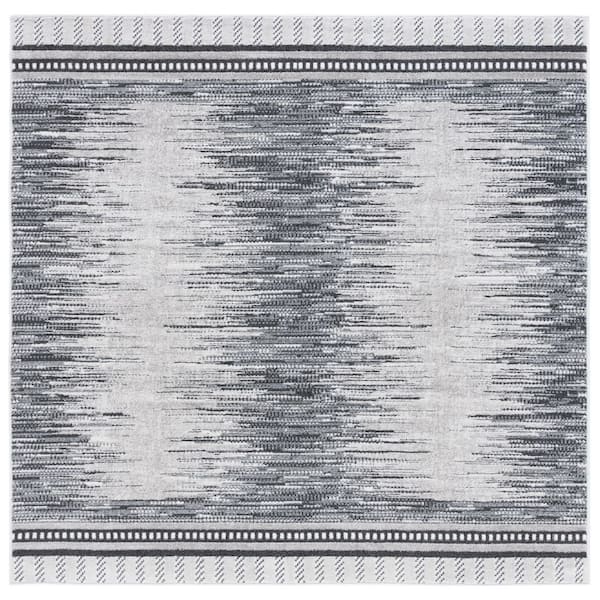 SAFAVIEH Alamo 7 ft. x 7 ft. Gray/Charcoal Horizontal Transitional ...