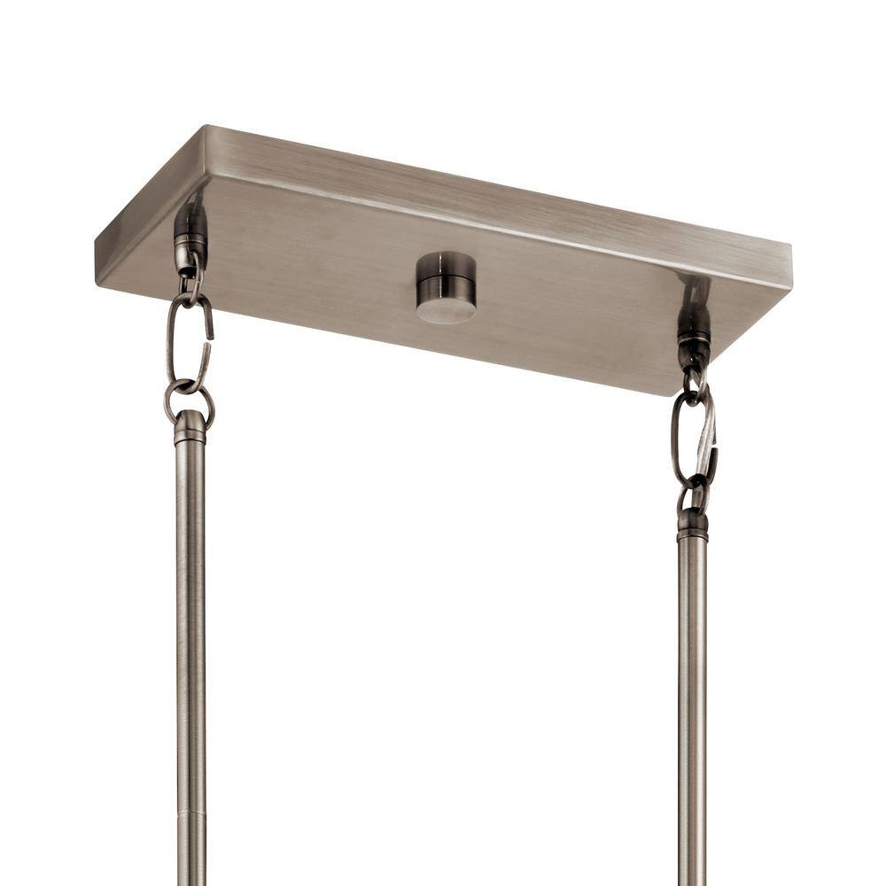 Classic Pewter 6-Light Linear Chandelier with Clear Seeded Glass