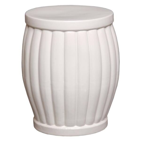 Emissary Fluted 22.5 in. H White Round Ceramic Garden Stool