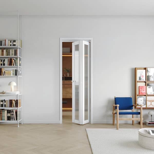 30 in x 80 in Frosted glass Single Glass Panel Bi-Fold Interior Door for Closet, with MDF & Water-Proof PVC Covering