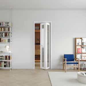 30 in x 80 in Frosted glass Single Glass Panel Bi-Fold Interior Door for Closet, with MDF & Water-Proof PVC Covering