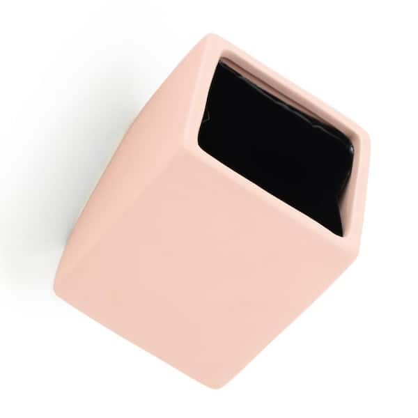 Arcadia Garden Products Cube 3-1/2 in. x 4 in. Coral Ceramic Wall Planter