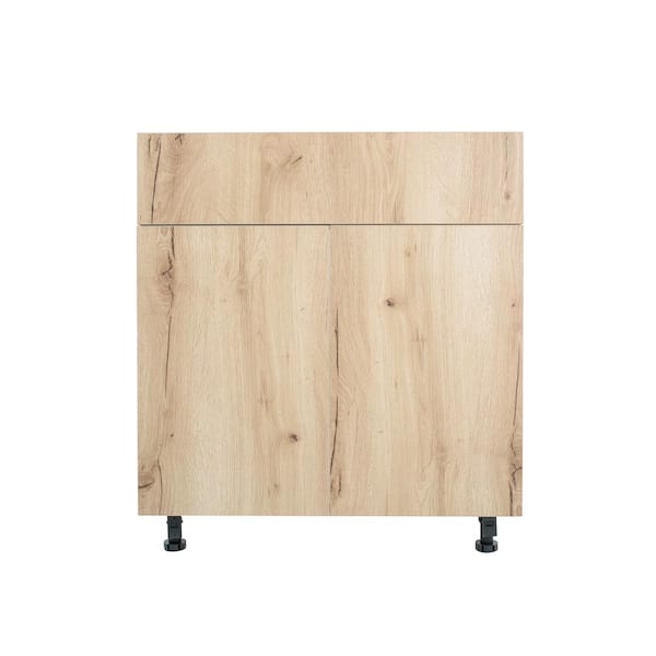 Radiance 30 in. W x 24 in. D x 34.50 in. H Ready to Assemble Slab Sink Base Kitchen Cabinet in Light Oak