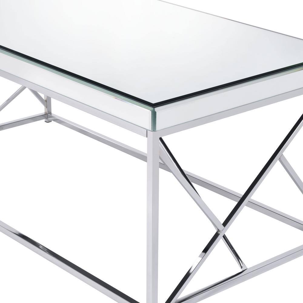 Evelyn Rectangular Chrome Mirrored Glass Cocktail Table