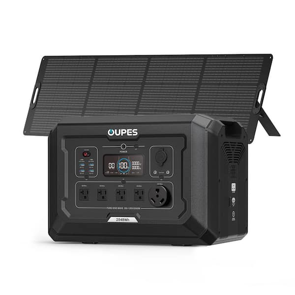 2500-Watt/2048 Wh Mega 2-Solar Generator with 220W Solar Panel Home/Outdoor/RV Push Button Start Battery Generator