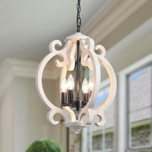 LWYTJO Fasiha 4-Light Black Farmhouse Chandeliers Global Lantern Adjustable Rustic Kitchen Island Cottage Candle Pendant