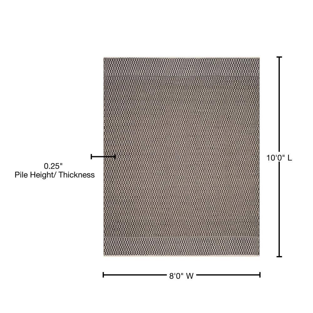 Ivory and Black Handwoven Cotton-Wool 8' x 10' Flatweave Rug