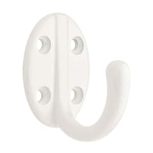 1-15/16 in. White Single Wall Hook with Round Base