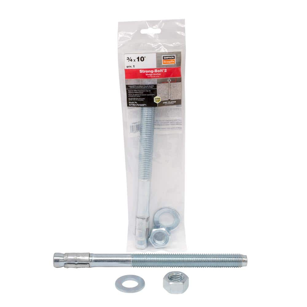 Simpson Strong Tie 3/8" X 7" Strong-Bolt® 2 Wedge Anchor Carbon Steel Mechanical Galvanized 50 Pkg Stb2 37700mgr50
