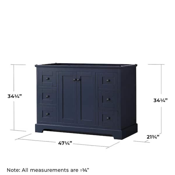Wyndham Collection Avery 47.25-in Dark Blue Bathroom Vanity Cabinet