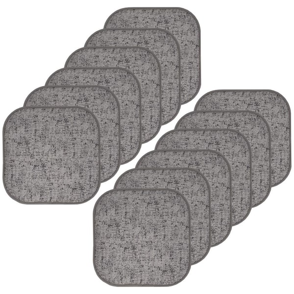 Sweet Home Collection Broadway Square Memory Foam 16 in.x16 in. Non-Slip Back, Chair Cushion (12-Pack), Gray/Black