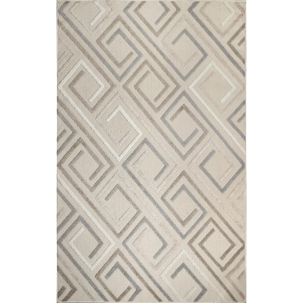 SUPERIOR Ares Slate 7 ft. 10 in. x 9 ft. 10 in. Modern Geometric Polypropylene Indoor/Outdoor Area Rug