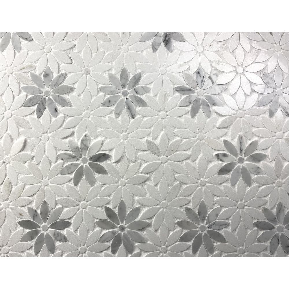 Tuscany 12x12 Beige Marble Floral Mosaic Tile