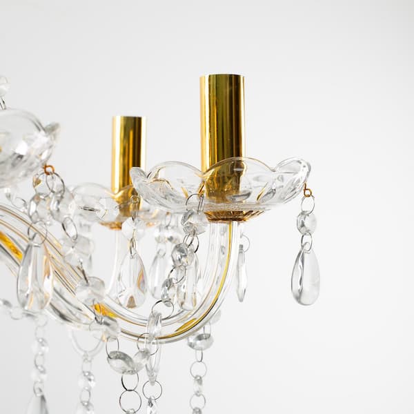 Emeritpro 6-Light Gold Chandelier with Crystal Shade, E12 Base for