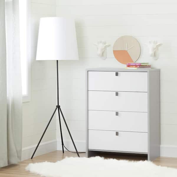 South Shore Cookie 4-Drawer Soft Gray and Pure White Chest