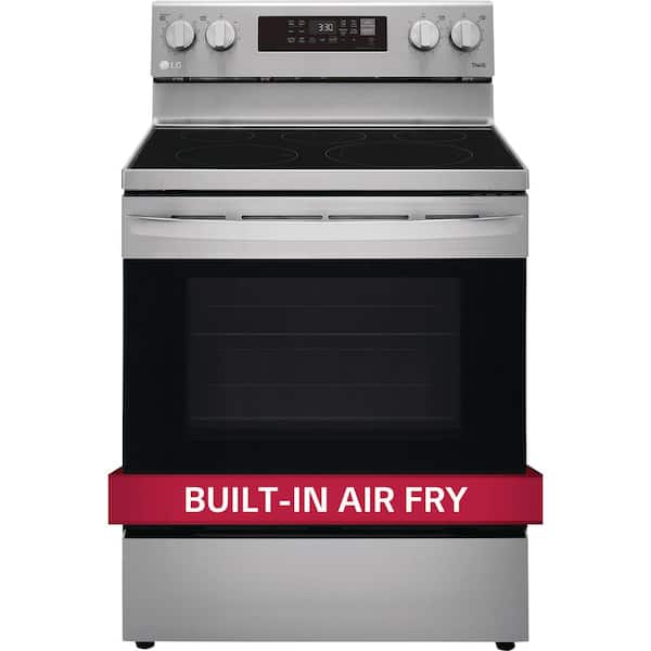 LG Electronics 30 in. 6.3 cu. ft. Smart Wi-Fi Enabled Fan Convection Electric Range Oven with AirFry and EasyClean in. Stainless Steel