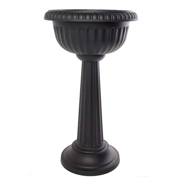 Black Plastic Urn Tall Pedestal Planter Details about   Grecian 32 In 