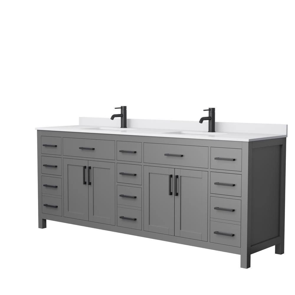 Wyndham Collection Beckett 84 in. W x 22 in. D x 35 in. H Double Sink Bathroom Vanity in Dark