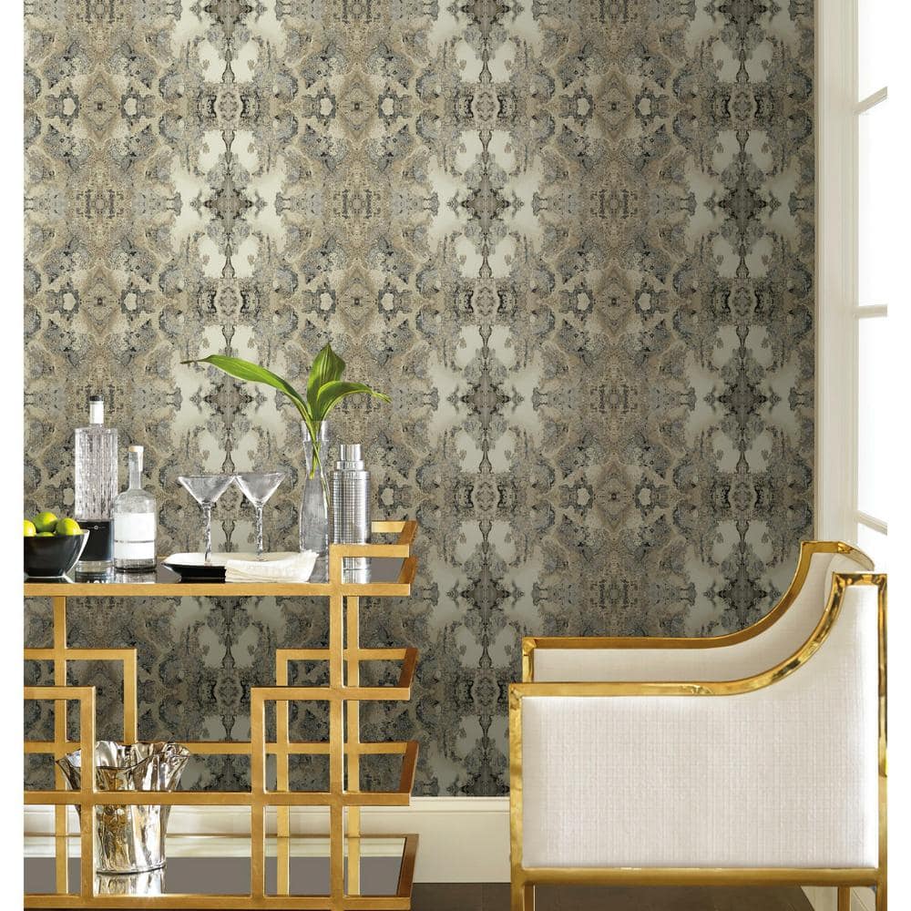 Ivory and Gray Medallion Peel and Stick Wallpaper