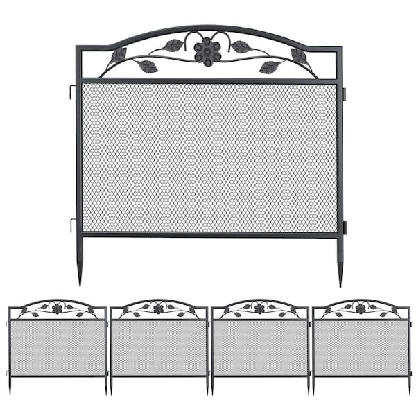AESOME 31.5 in. Metal Garden Fence Decorative Fencing Panels for Outdoor (5-Pack)