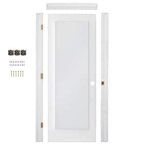 DIY RTA Kit 36in.x80in. 1-Lite Left-Hand Satin Etched Solid Core MDF Primed Wood Single Ready To Assemble Interior Door