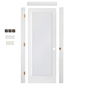Ready-to-Assemble 24 in. x 80 in. 1-Lite Left-Hand Satin Etched Solid Core MDF Primed Single Prehung Interior Door