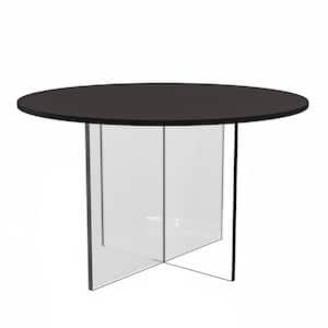 Valore 28 in. Black Round MDF Coffee Table with Acrylic Cross Legs