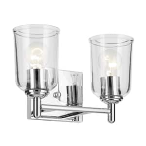 Shailene 12.5 in. 2-Light Chrome Traditional Bathroom Vanity Light with Clear Glass