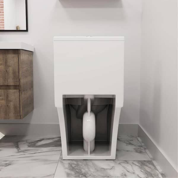 Powerful 1.1/1.6 GPF Dual Flush Ceramic Elongated Standard One Piece Toilet in Glossy White with Comfortable Seat Height