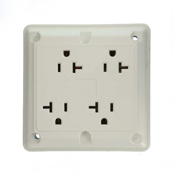 20 Amp 125 V Industrial Quadplex Outlet/Receptacle, White (1-Pack) 21254-W