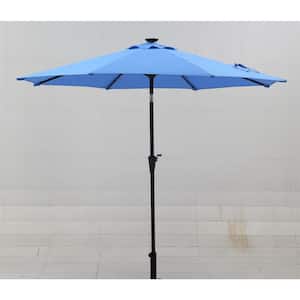 9 ft. Steel Push-Up Patio Umbrella in Blue