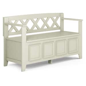 Amherst Solid Wood 48 in. Wide Transitional Entryway Storage Bench in Antique White