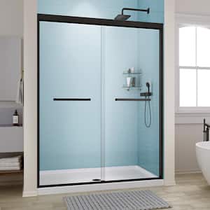 Hilsdale 60 in. W x 74 in. H Sliding Shower Door, CrystalTech Treated 5/16 in. Tempered Clear Glass,Matte Black Hardware