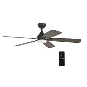Beckford 52 in. Indoor Matte Black Ceiling Fan with Adjustable White Integrated LED with Remote Control Included
