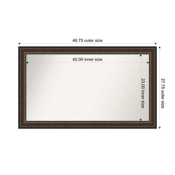 Cyprus Walnut 46.75 in. x 27.75 in. Custom Non-Beveled Wood Framed Bathroom Vantiy Wall Mirror