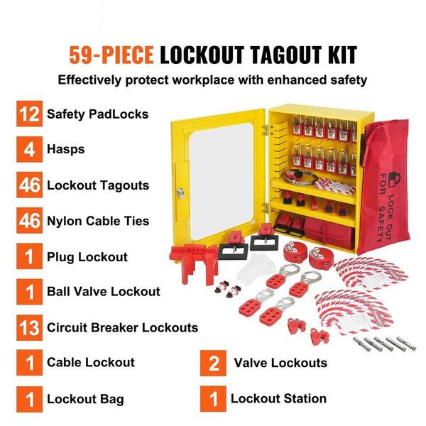 Lockout Tagout Kit Electric Loto - Group Locking Hasps, Lockout Tags, Safety Padlocks With Number, Nylon Straps With Pocket Pocket (Red Set - View #12