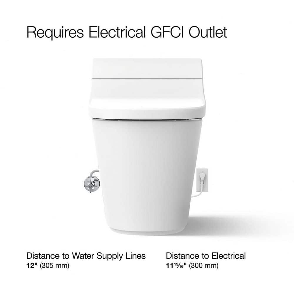 White Elongated One-Piece Smart Toilet with Dual Flush